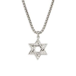 Effy Sterling Silver Diamond Star Of David Pendant Necklace